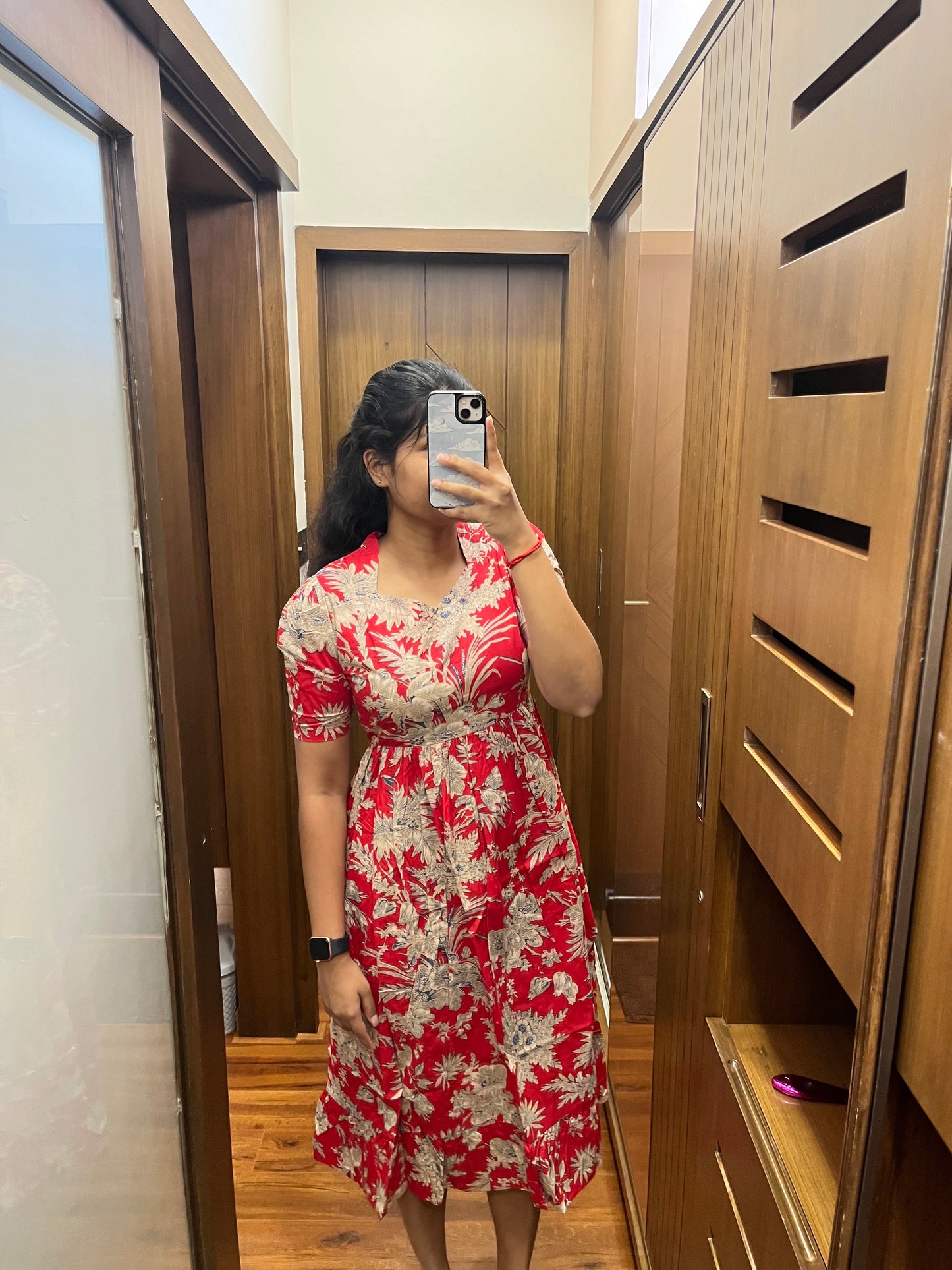 Red And Brown Cotton Maxi