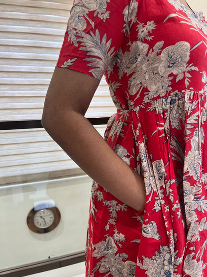 Red And Brown Cotton Maxi