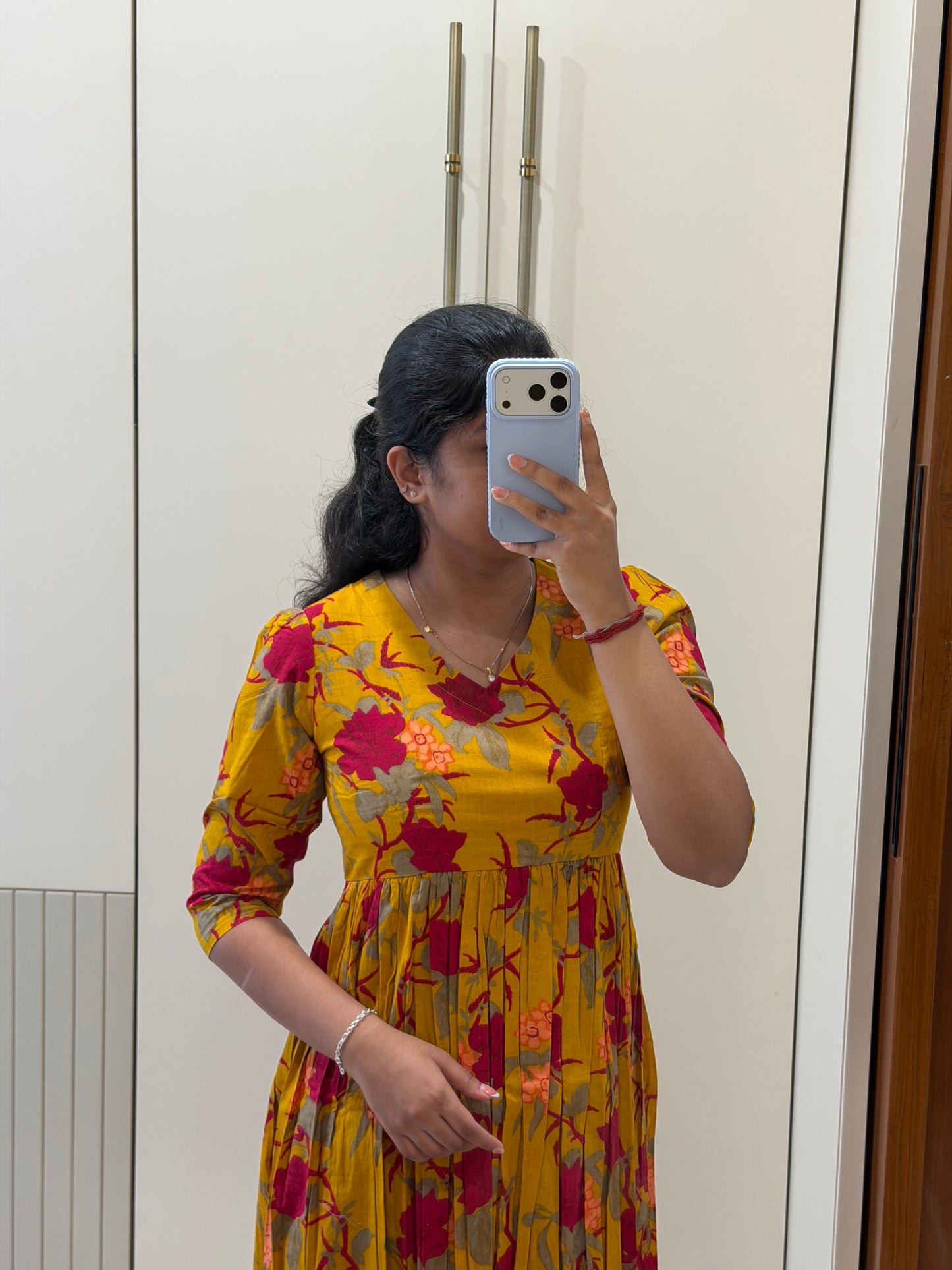 Golden Yellow Floral Cotton Maxi