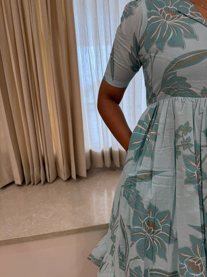 Light Blue Floral Cotton Maxi