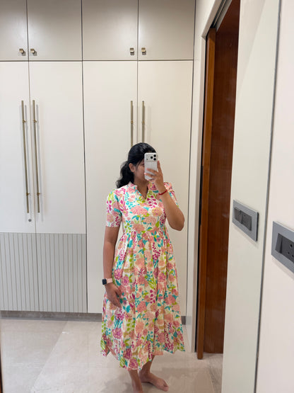 White Flower Garden Cotton Maxi