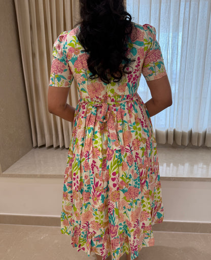 White Flower Garden Cotton Maxi