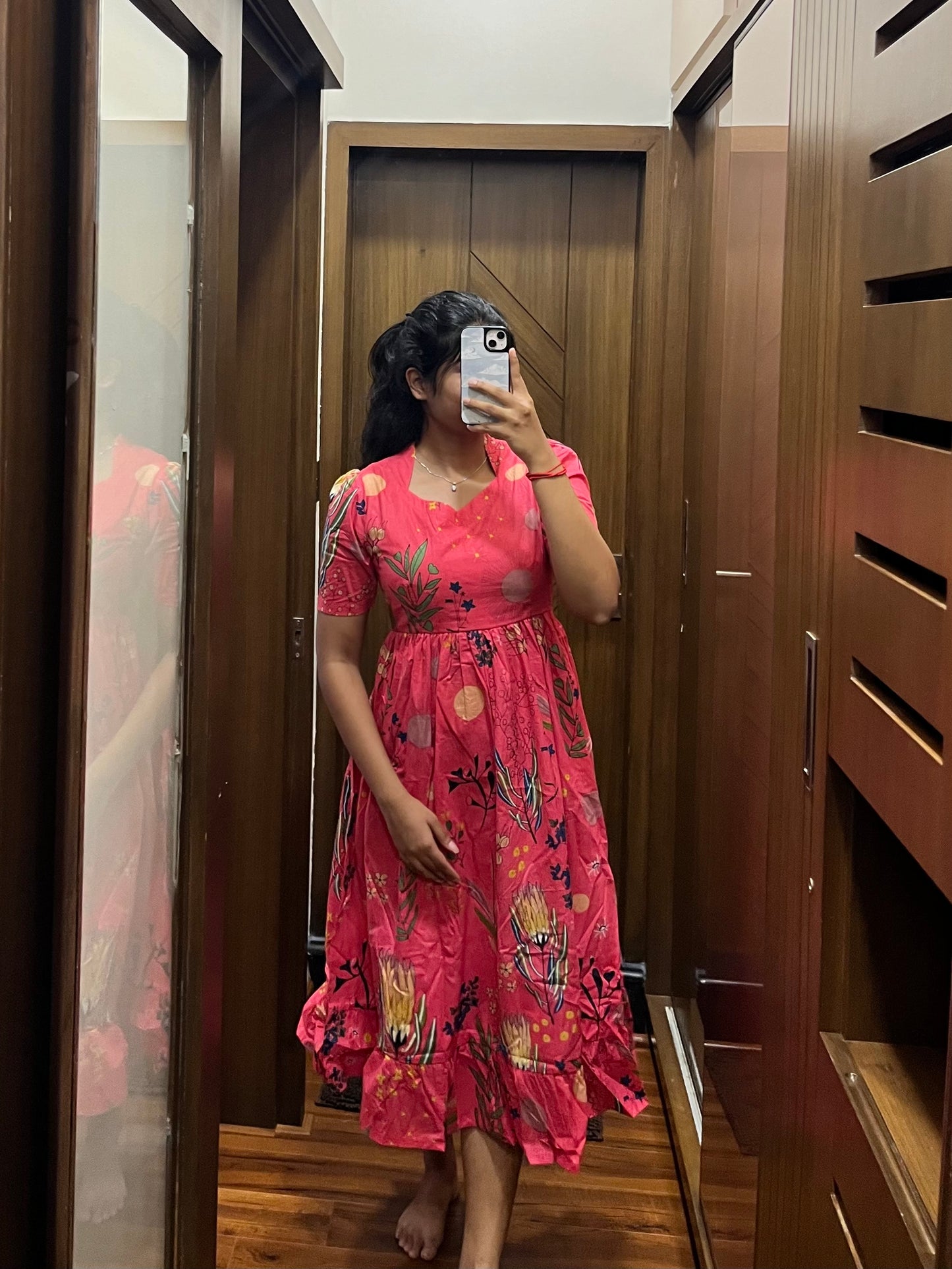 Pink Abstract Cotton Maxi