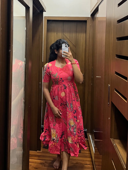 Pink Abstract Cotton Maxi