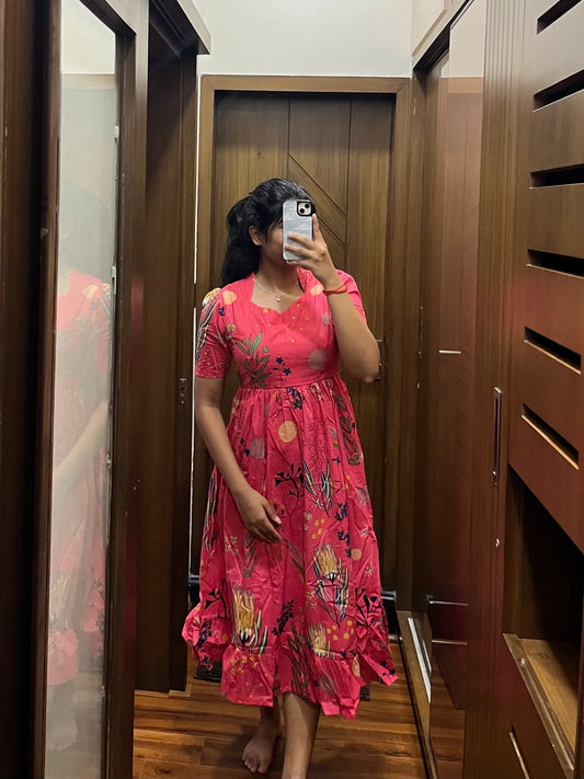 Pink Abstract Cotton Maxi