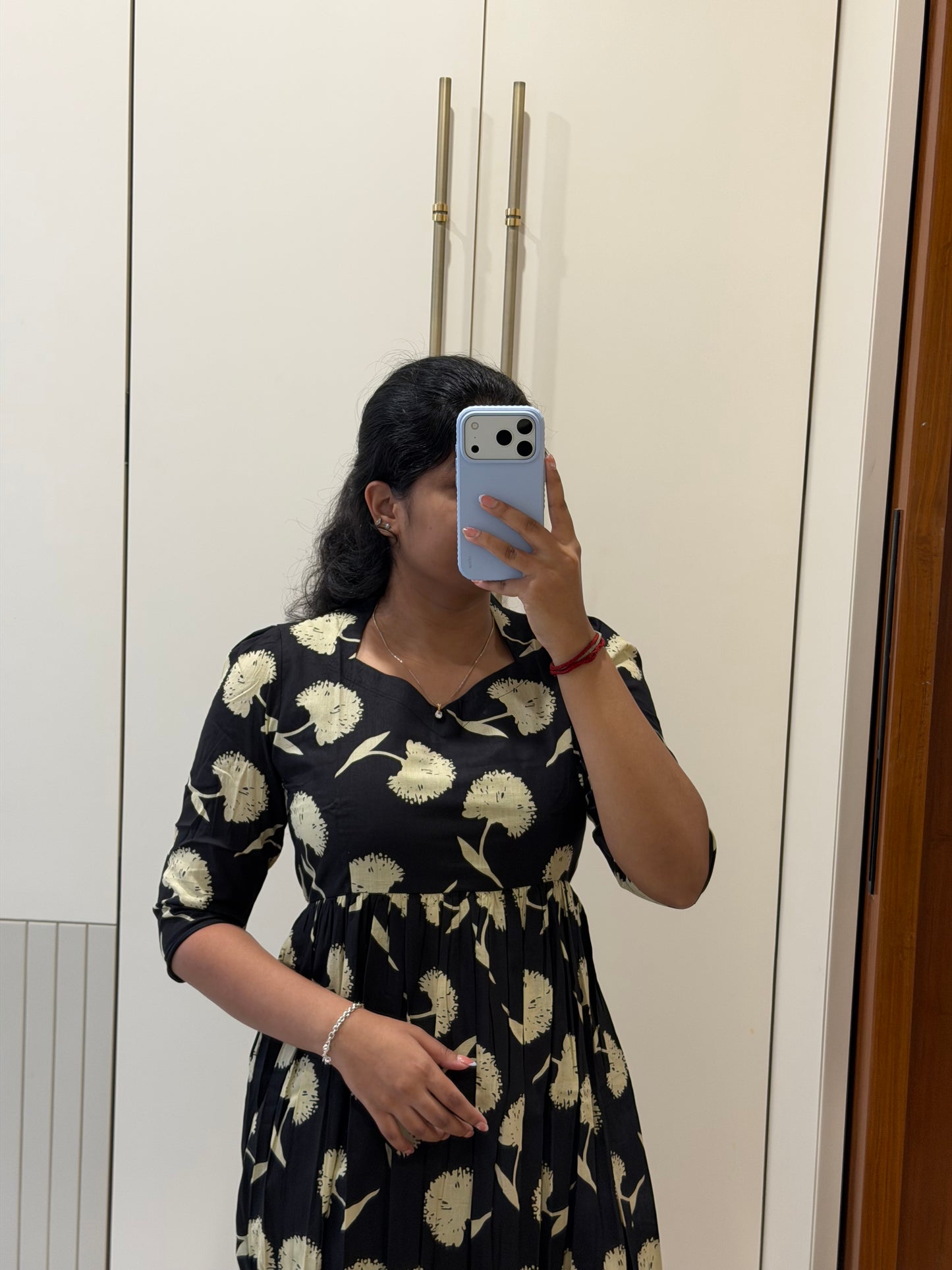 Black Dandelions Cotton Maxi