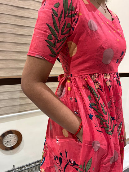 Pink Abstract Cotton Maxi